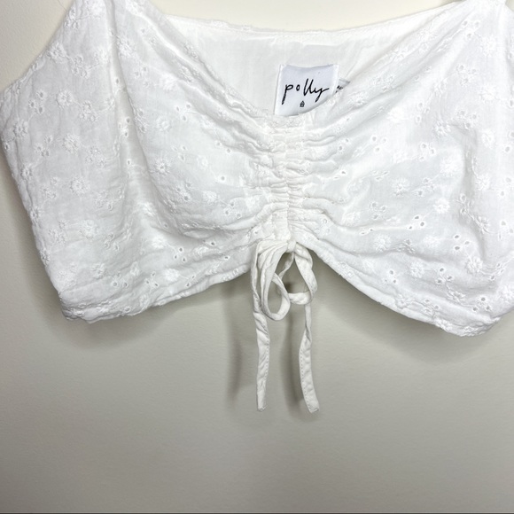 Princess Polly Crop Top in white w/ floral embellishments - Picture 3 of 3